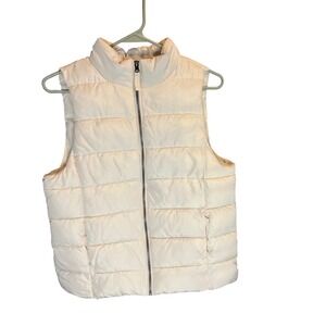 Dip Quilted Puffer Vest Cream Size S Stand Collar Sleeveless Zip Front